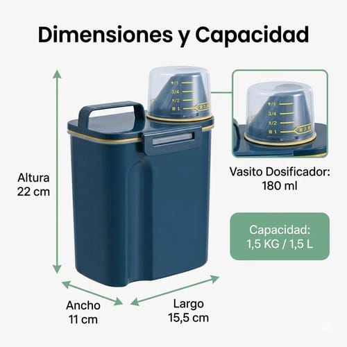 Contenedor De Alimentos Granos 1,5 L Hermético Y Práctico - Imagen 6