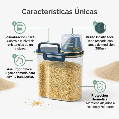 Contenedor De Alimentos Granos 1,5 L Hermético Y Práctico - Imagen 10