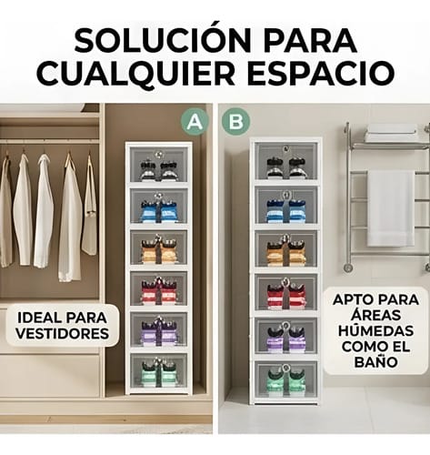 Zapatero Plegable Aura 6 Pisos Blanco Plástico Transparente - Imagen 9