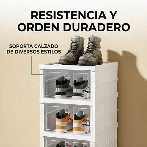 Zapatero Plegable Aura 6 Pisos Blanco Plástico Transparente - Imagen 7