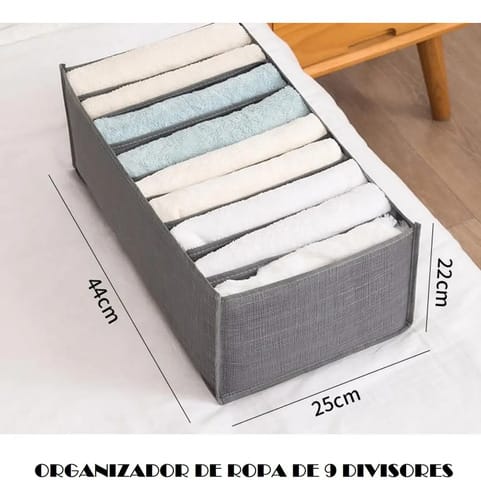 Pack X6 Organizador De Ropa 9 Divisores Interior Ropa Gris - Imagen 2