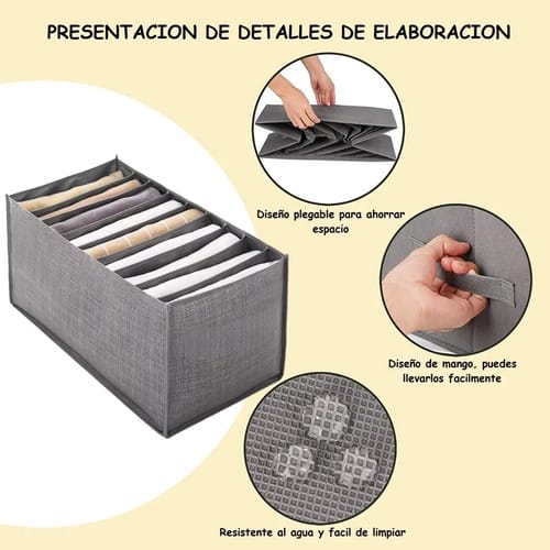 Pack X3 Organizador De Ropa 9 Divisores Interior Ropa Gris - Imagen 10