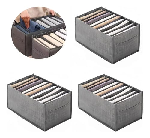Pack X3 Organizador De Ropa 9 Divisores Interior Ropa Gris - Imagen 7