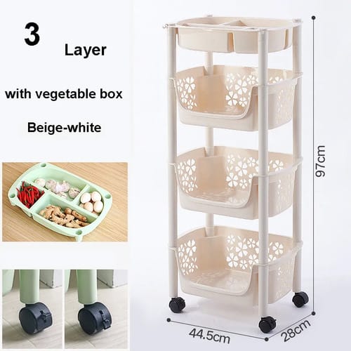 Carrito Organizador 3 Estantes Plástico Multiusos Con Ruedas - Imagen 5