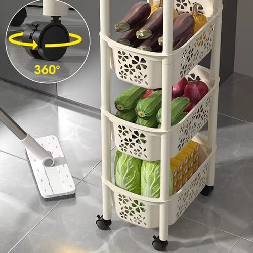 Carrito Organizador 3 Estantes Plástico Multiusos Con Ruedas - Imagen 4
