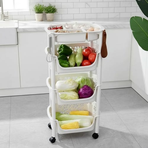 Carrito Organizador 3 Estantes Plástico Multiusos Con Ruedas
