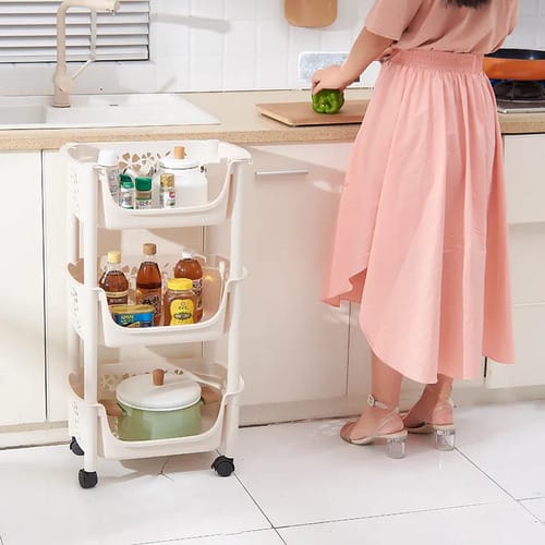 Carrito Organizador 3 Estantes Plástico Multiusos Con Ruedas - Imagen 2