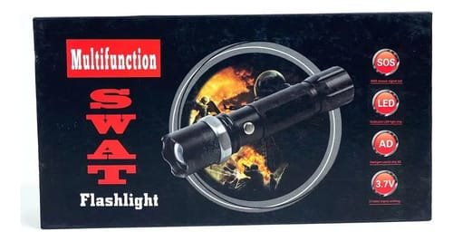 Linterna Táctica Recargable Led Swat Negro 3000 Lm Camping Tiro Blanco
