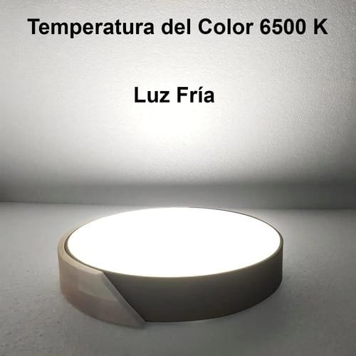 Plafon Led 27cm Luminaria Metal Negro Madera Luz Blanca Fria - Imagen 5