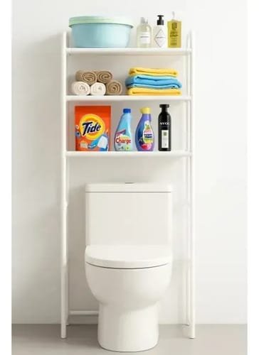 Mueble organizador de baño Veoquiero Organizador de baño 3 niveles de aluminio - 47cm x 1.55cm x 25cm - Imagen 11
