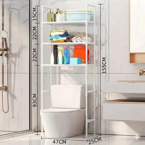 Mueble organizador de baño Veoquiero Organizador de baño 3 niveles de aluminio - 47cm x 1.55cm x 25cm - Imagen 2