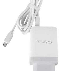 Cargador De Pared Treqa 3 Puertos Usb + Cable Micro Usb 1m Carga Rápida Blanco