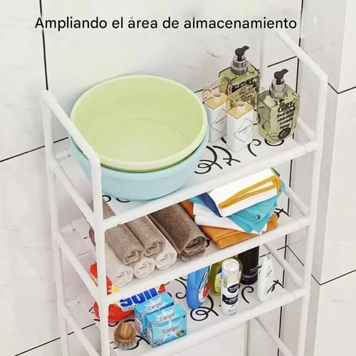 Mueble organizador de baño Veoquiero Organizador de baño 3 niveles de aluminio - 47cm x 1.55cm x 25cm - Imagen 6