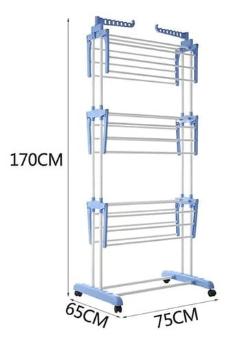 Tendedero Tender Ropa De Pie Plegable Acero Inox Con Barras Azul Acero - Imagen 10