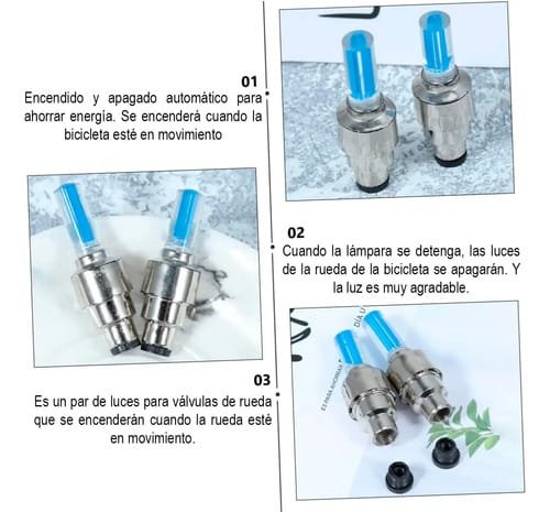 Tapa De Válvula Con Luz Led Para Rueda Bici O Moto Pack X2 - Imagen 3