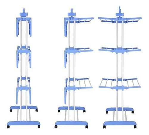Tendedero Tender Ropa De Pie Plegable Acero Inox Con Barras Azul Acero - Imagen 9