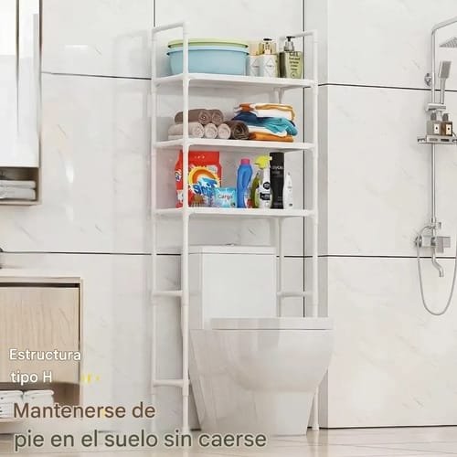 Mueble organizador de baño Veoquiero Organizador de baño 3 niveles de aluminio - 47cm x 1.55cm x 25cm - Imagen 10