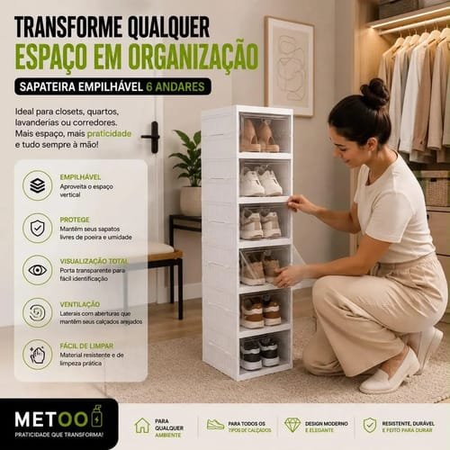 Zapatero Organizador de 6 Niveles zapatera Metoo Metoo Dobrável Vertical - Imagen 4