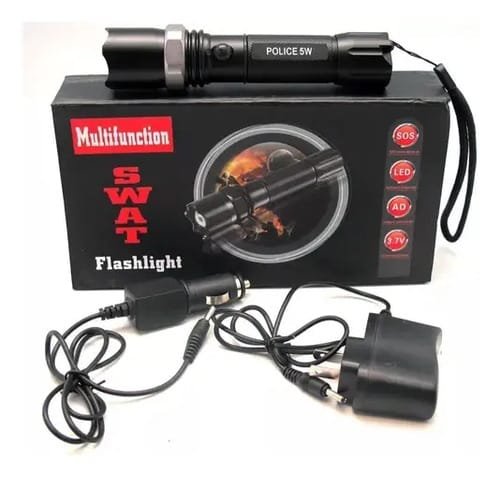 Linterna Táctica Recargable Led Swat Negro 3000 Lm Camping Tiro Blanco - Imagen 4