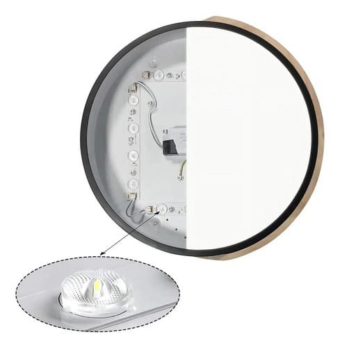 Plafon Led 27cm Luminaria Metal Negro Madera Luz Blanca Fria - Imagen 4