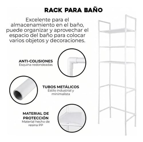 Mueble organizador de baño Veoquiero Organizador de baño 3 niveles de aluminio - 47cm x 1.55cm x 25cm - Imagen 4