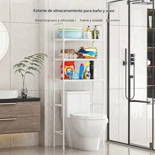 Mueble organizador de baño Veoquiero Organizador de baño 3 niveles de aluminio - 47cm x 1.55cm x 25cm - Imagen 5