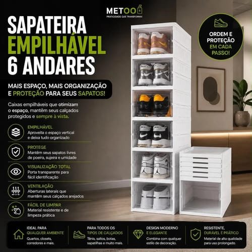 Zapatero Organizador de 6 Niveles zapatera Metoo Metoo Dobrável Vertical - Imagen 3