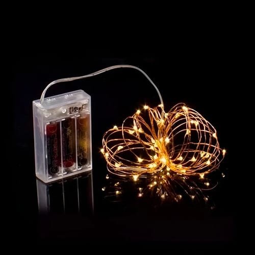 Guirnalda Luciernaga 2m 20 Led Calida A Pila Luz Decoracion - Imagen 2